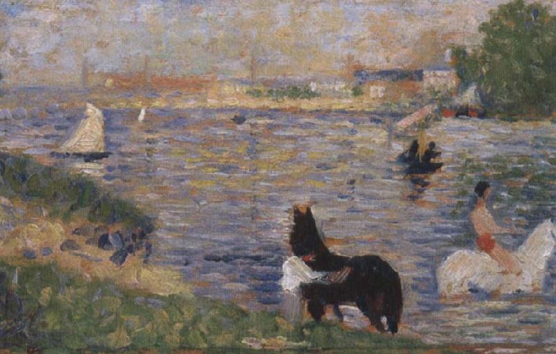 Georges Seurat Horses in the Seine Germany oil painting art